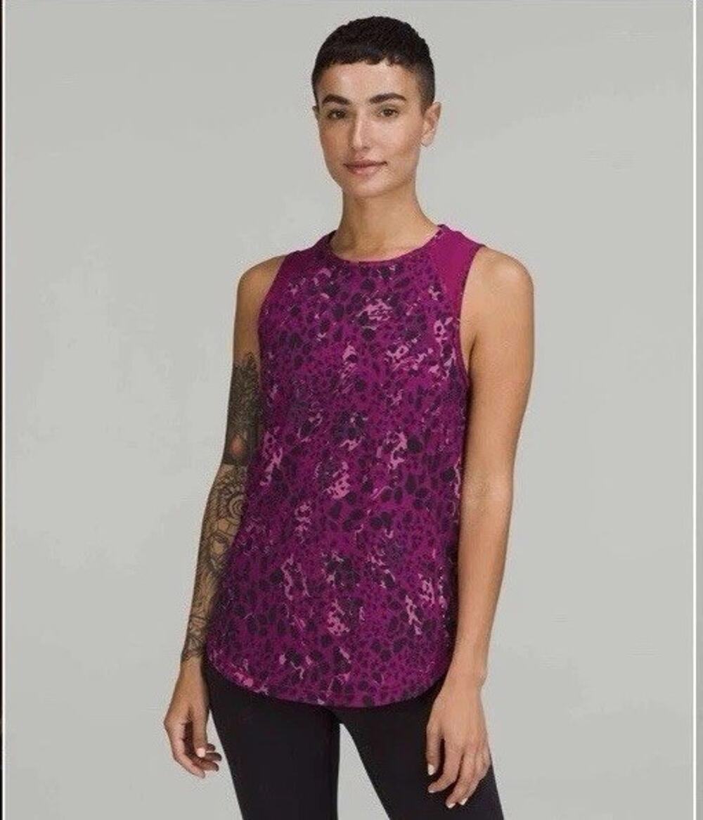 Lululemon Women's Sculpt Tank S Magenta Cheetah Camo Athleisure Activewear Daily
